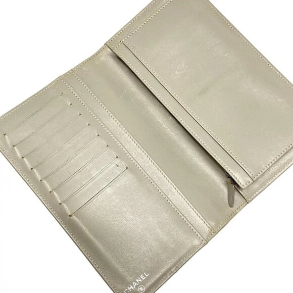 CHANEL - Gray Leather Long Wallet - Picture 5 of 13